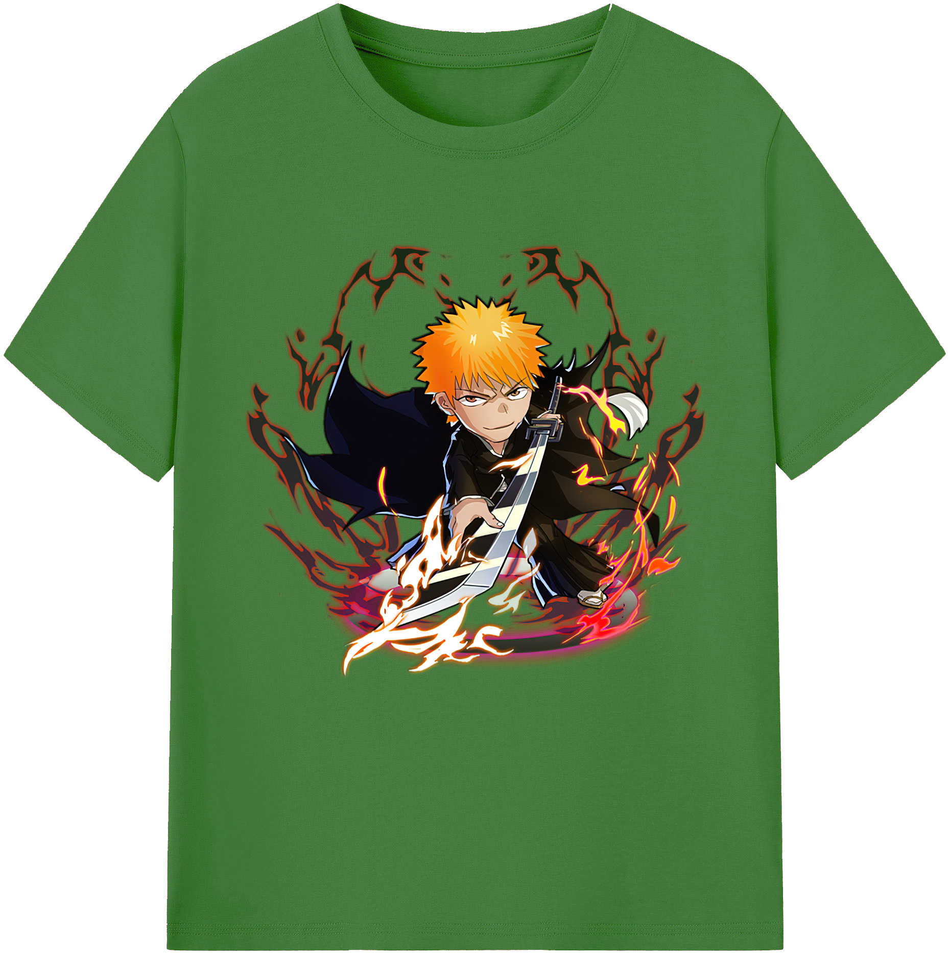 （画像用） ブリーチ 黒崎一護（くろさき いちご）BLEACH Kurosaki Ichigo レディースカジュアルプリントTシャツ（綿100％）